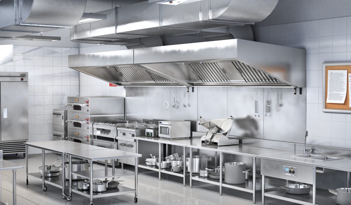Industrial kitchen. Restaurant kitchen. 3d illustration